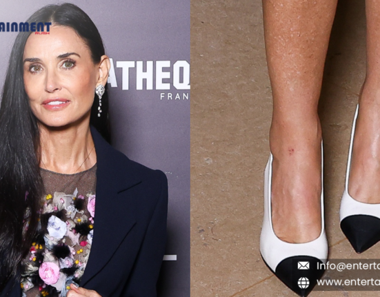 Demi Moore Stuns in Classic White and Black Capped-Toe Heels at The Substance Premiere in Paris